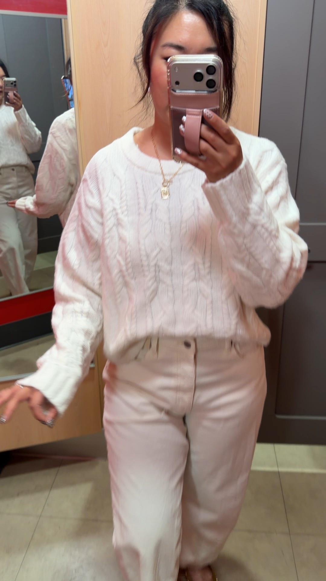 Must have Fall cable knit pullover! Sized up to Large 
Corduroy Barrel Pants: 8