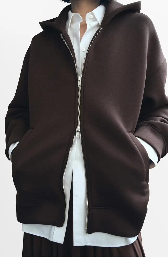 MANGO Oversize Zip Hoodie | Nordstrom | Nordstrom