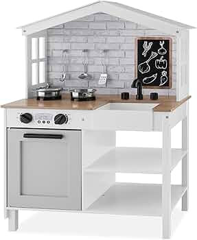 Best Choice Products Farmhouse Play Kitchen Toy, Wooden Pretend Set for Kids w/Chalkboard, Marble... | Amazon (US)
