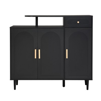 YOOCOZZ Cream Style Free-Standing Shoe Cabinet Storage Sideboard with Adjustable Shelf and Drawer - Black | Target