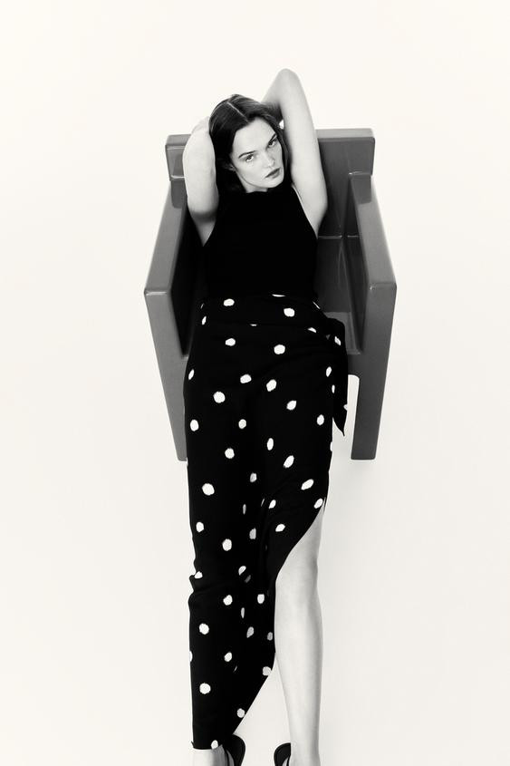 ZW COLLECTION POLKA DOT MIDI SKIRT | Zara US
