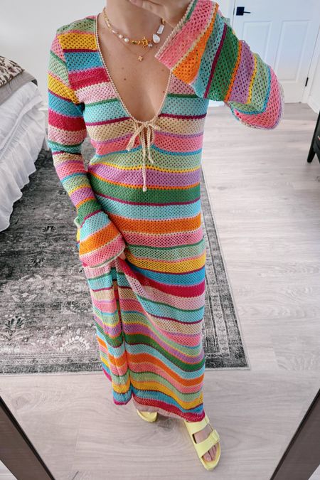 Show Me Your Mumu, summer outfit, crochet, beach, cover-up, colorful