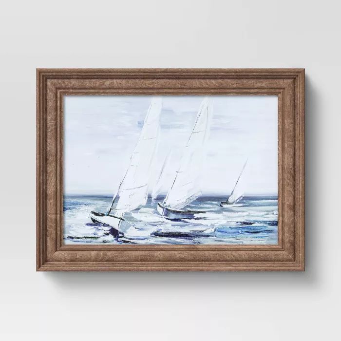 12" x 16" Painted Sailboat Framed Wall Canvas - Threshold™ | Target