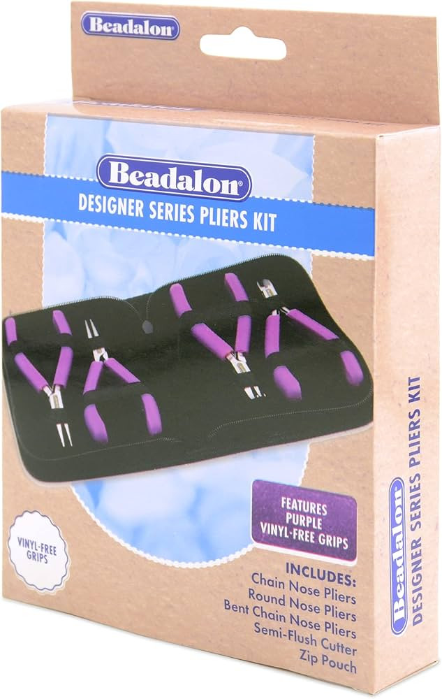 Beadalon Designer Series Pliers Kit, Purple Vinyl-Free Grips, Chain Nose, Bent Chain Nose, Round ... | Amazon (US)