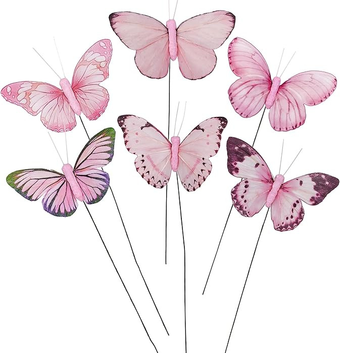 Cartanfill- Artificial Feather Simulation Butterfly Party Decoration Set, a Set of 12 Pieces with... | Amazon (US)