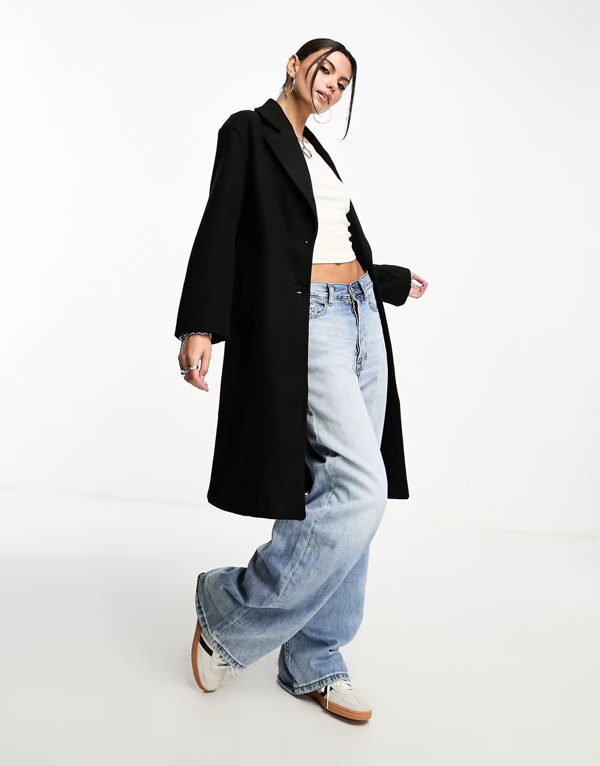 Bershka oversized tailored coat in black | ASOS (Global)