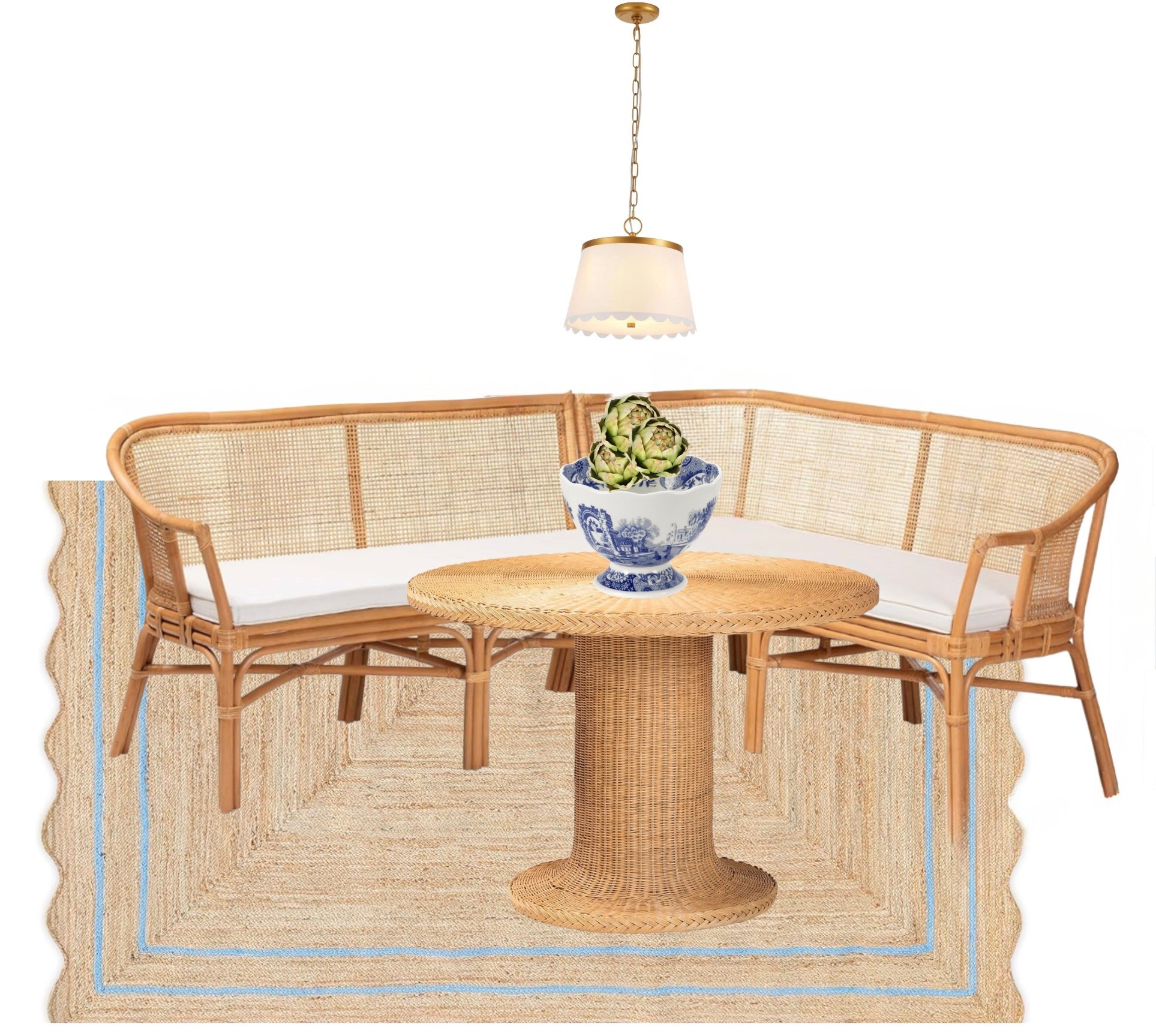 Shop my mock-up! I am working on designing our breakfast nook in our sunroom and using canva to mock-up spaces like that is so helpful to me. This cane back sectional bench came in yesterday and I am MORE than happy with it! It truly exceeds my expectations! Shop with me while I finish out this space!

#LTKHome #LTKdayinmylife #LTKSaleAlert