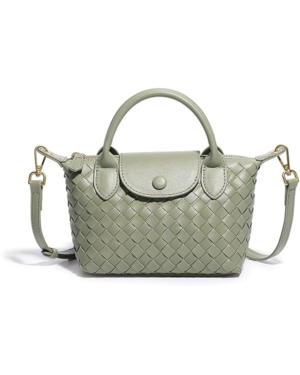 Mini Small Size Braided Luxury Leather Women's top Handle Handbag Fashion Travel Daily Satchel | Amazon (US)