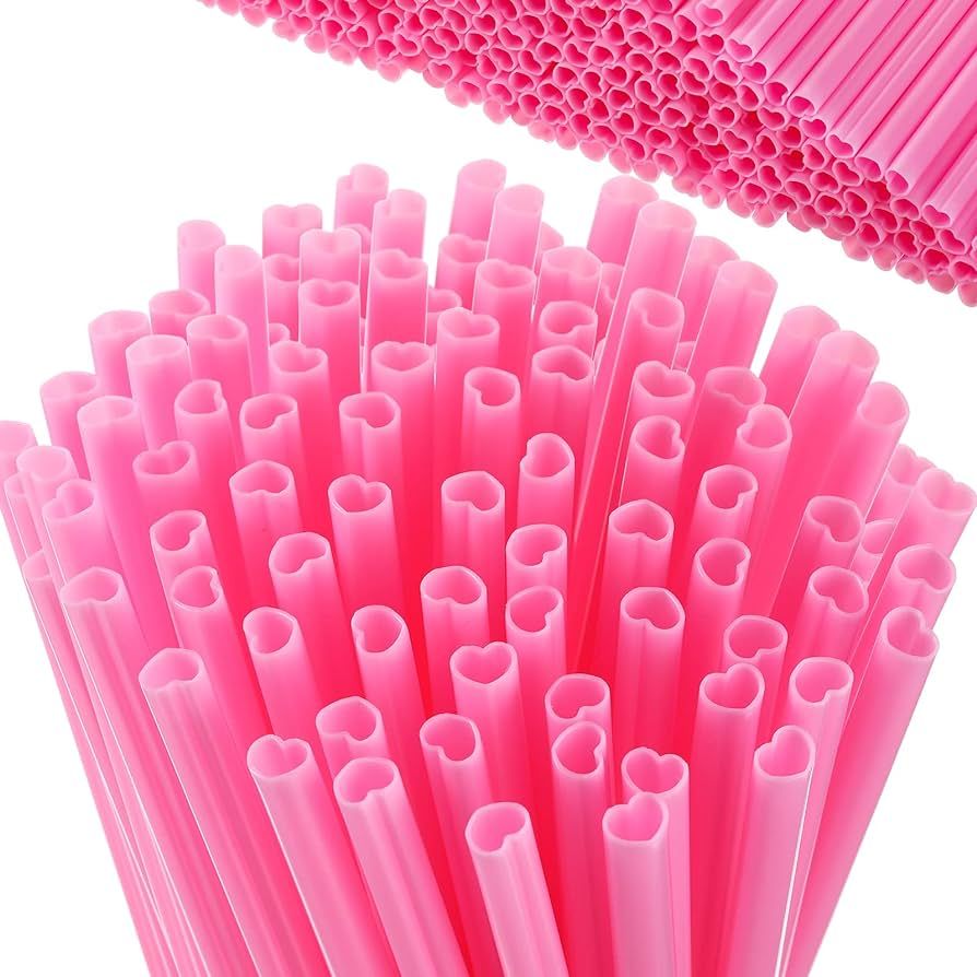 500 Pcs Straws Valentine Heart Shaped Straws Cute Straws Anti Wrinkle Straw Disposable Drinking S... | Amazon (US)
