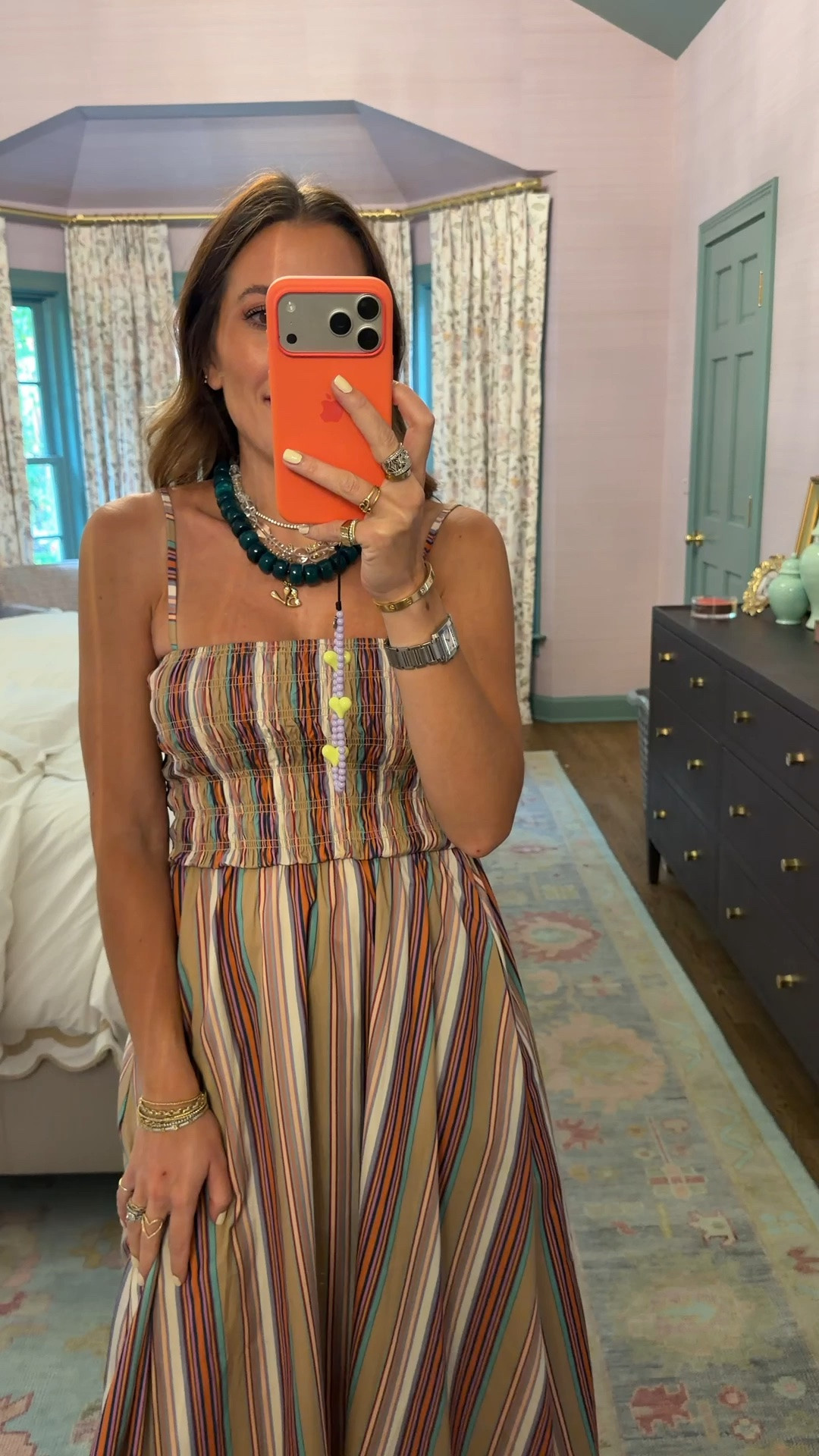 The cutest stripe dress to wear now & into fall— wearing a small