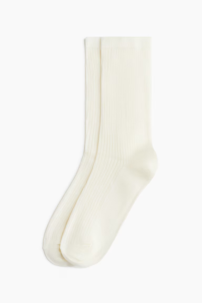 2-pack viscose-blend socks - White - Ladies | H&M GB | H&M (UK, MY, IN, SG, PH, TW, HK)
