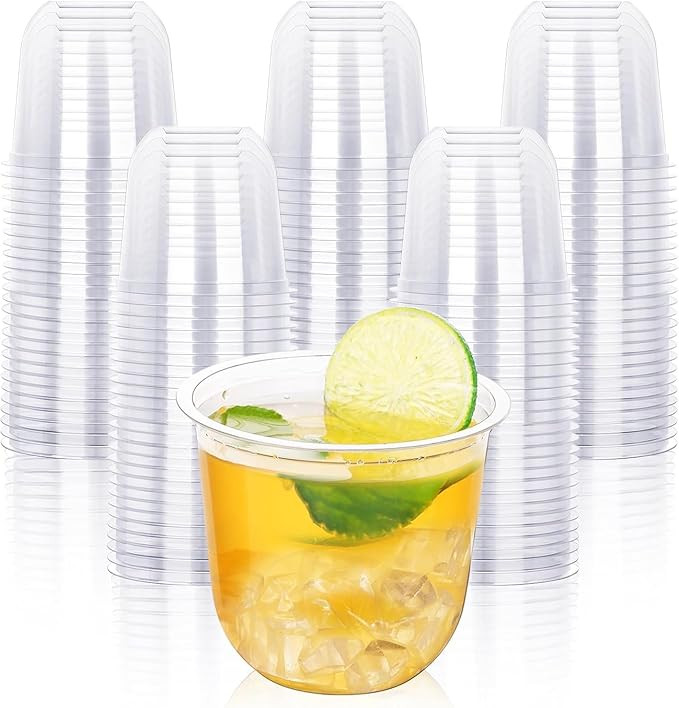 KesaPlan 100 Pcs Disposable Stemless Glasses 12oz Crystal Plastic Wine Glasses Clear Classic Cup ... | Amazon (US)