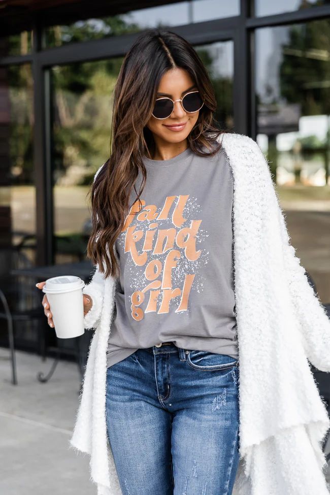 Fall Kind Of Girl Grey Graphic Tee | Pink Lily