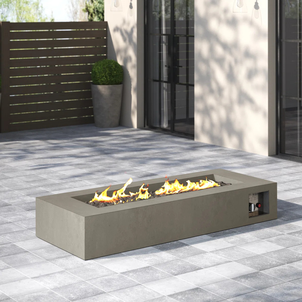 Connelly 72" W Rectangle Concrete Propane Fire Pit Table | Wayfair North America