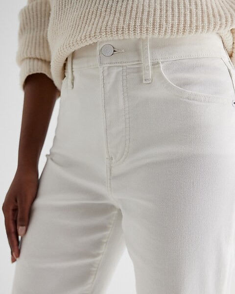 High Waisted White Ripped '90s Bootcut Jeans | Express