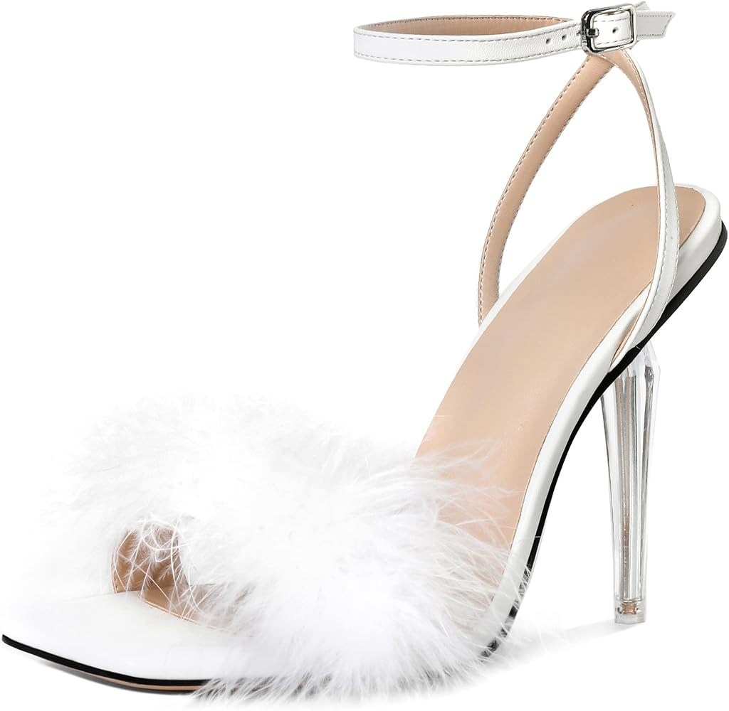 YODEKS Women's High Heel Sandals Strappy Stiletto High Heel Open Square Toe Shoes | Amazon (US)