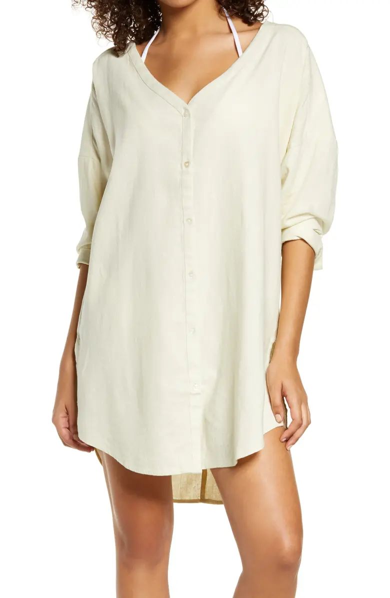 Oversize Linen Blend Cover-Up Shirt | Nordstrom