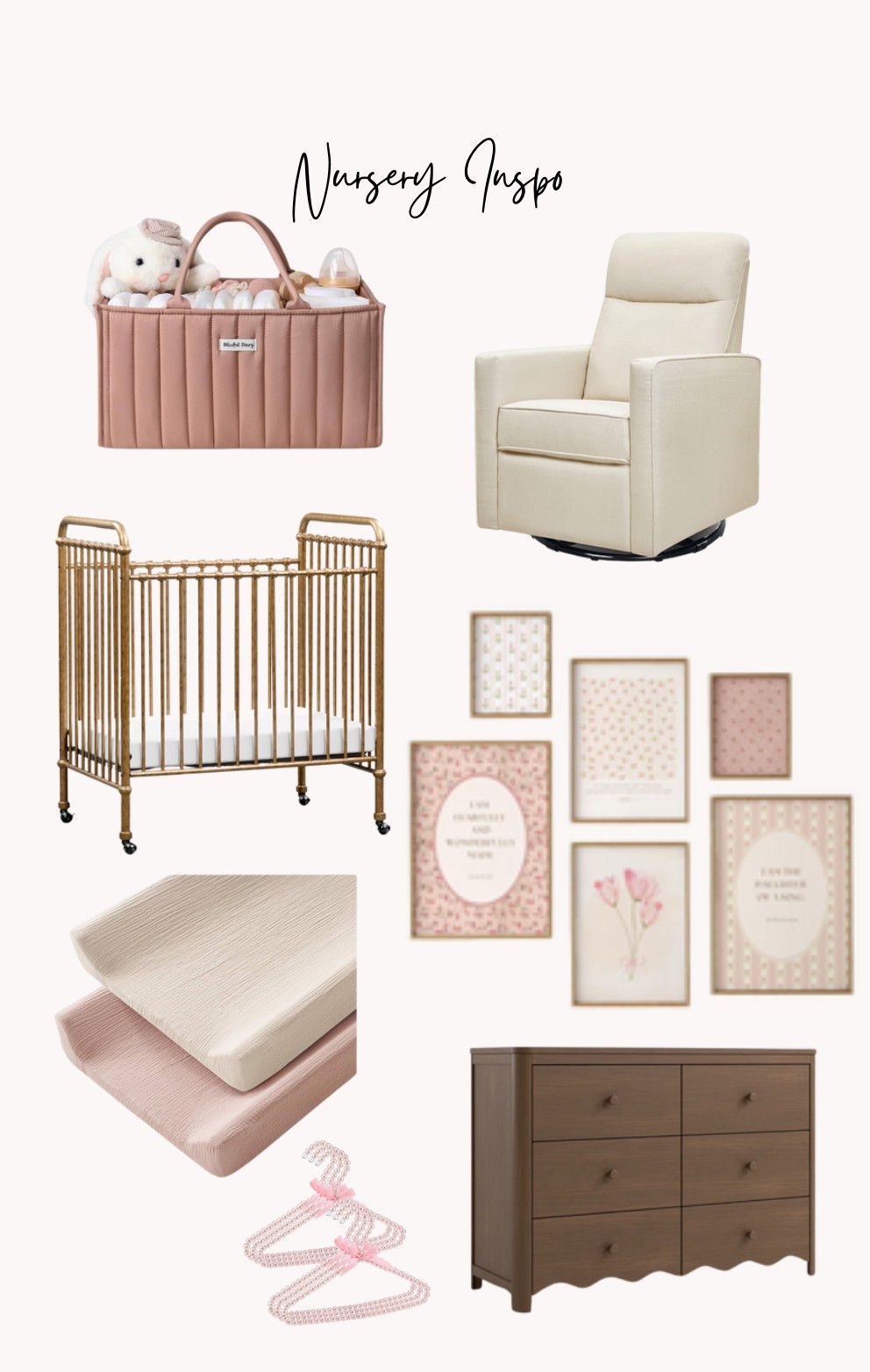 Vintage inspired baby girl nursery with pink blush, cream, and walnut colors

#LTKHome #LTKBaby
