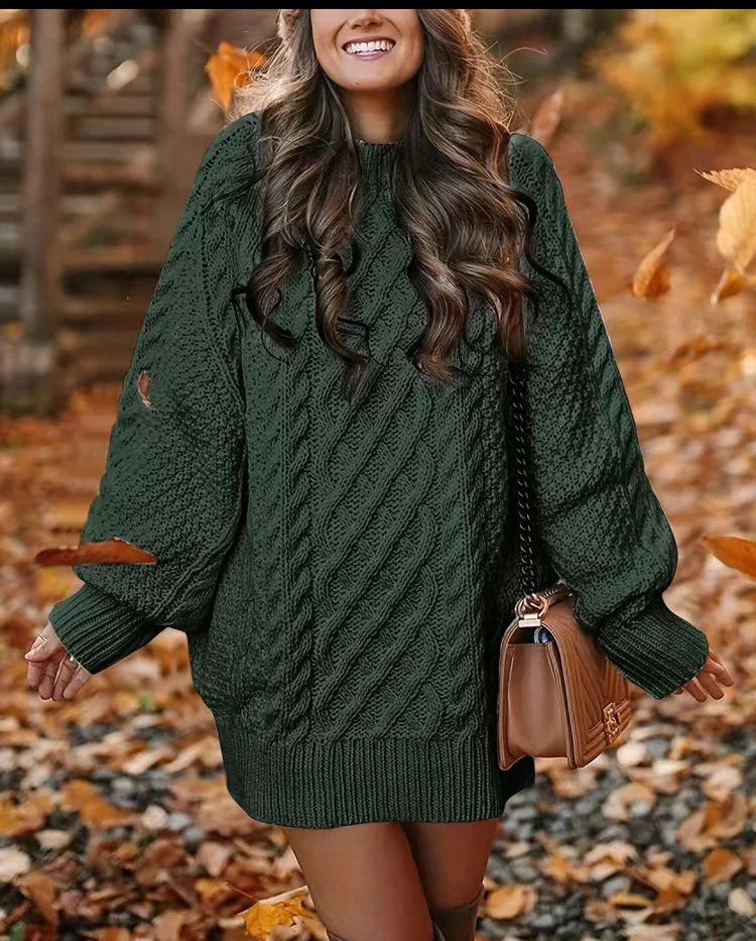 Cable Knit Sweater Dress Casual Solid Long Sleeve Dress - Etsy | Etsy (US)