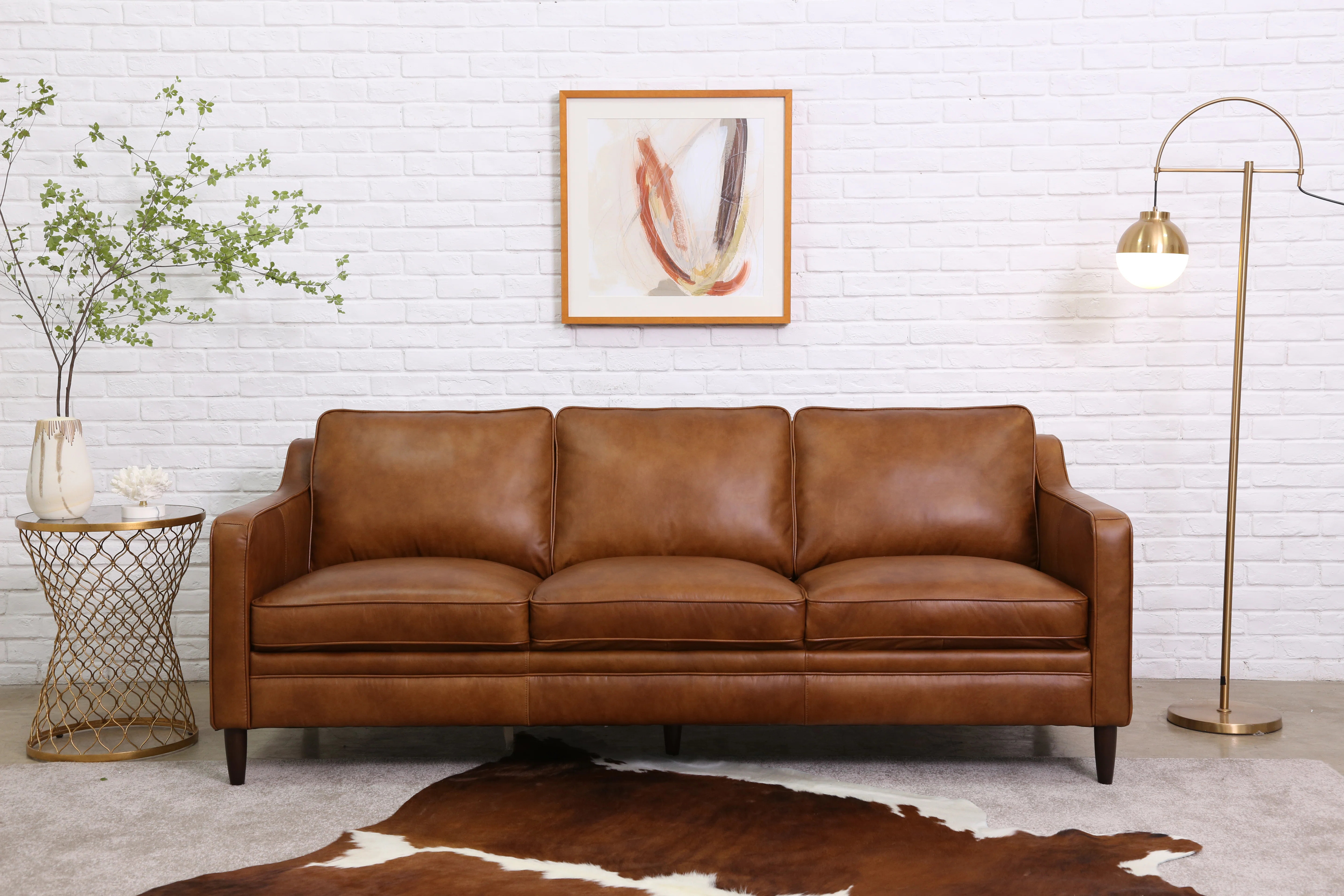 Ashtabula Genuine Leather Square Arm Sofa | Wayfair North America