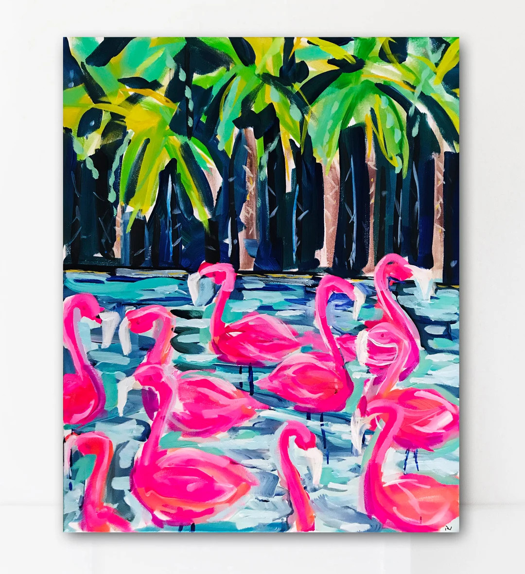 PRINT on Paper or Canvas, flamingos at Night - Etsy | Etsy (US)