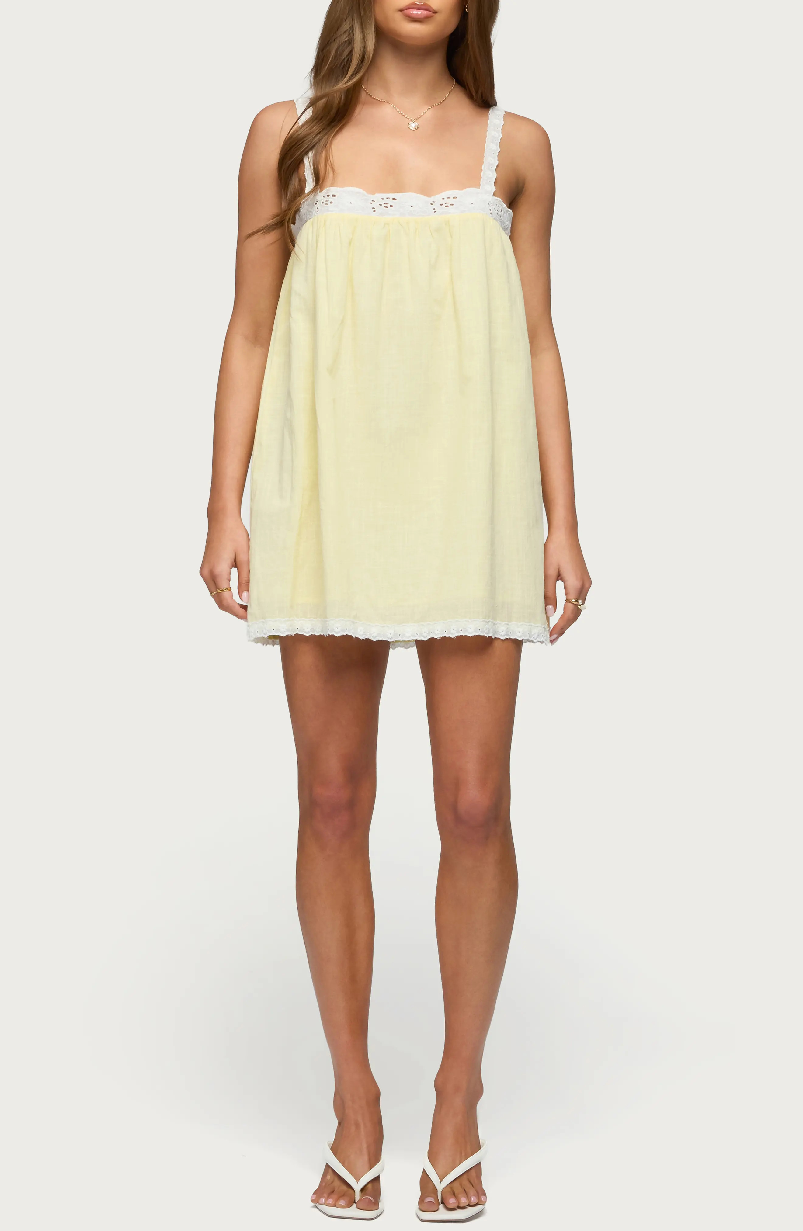 Hipla Contrast Lacy Cotton Minidress (Women) | Nordstrom | Nordstrom