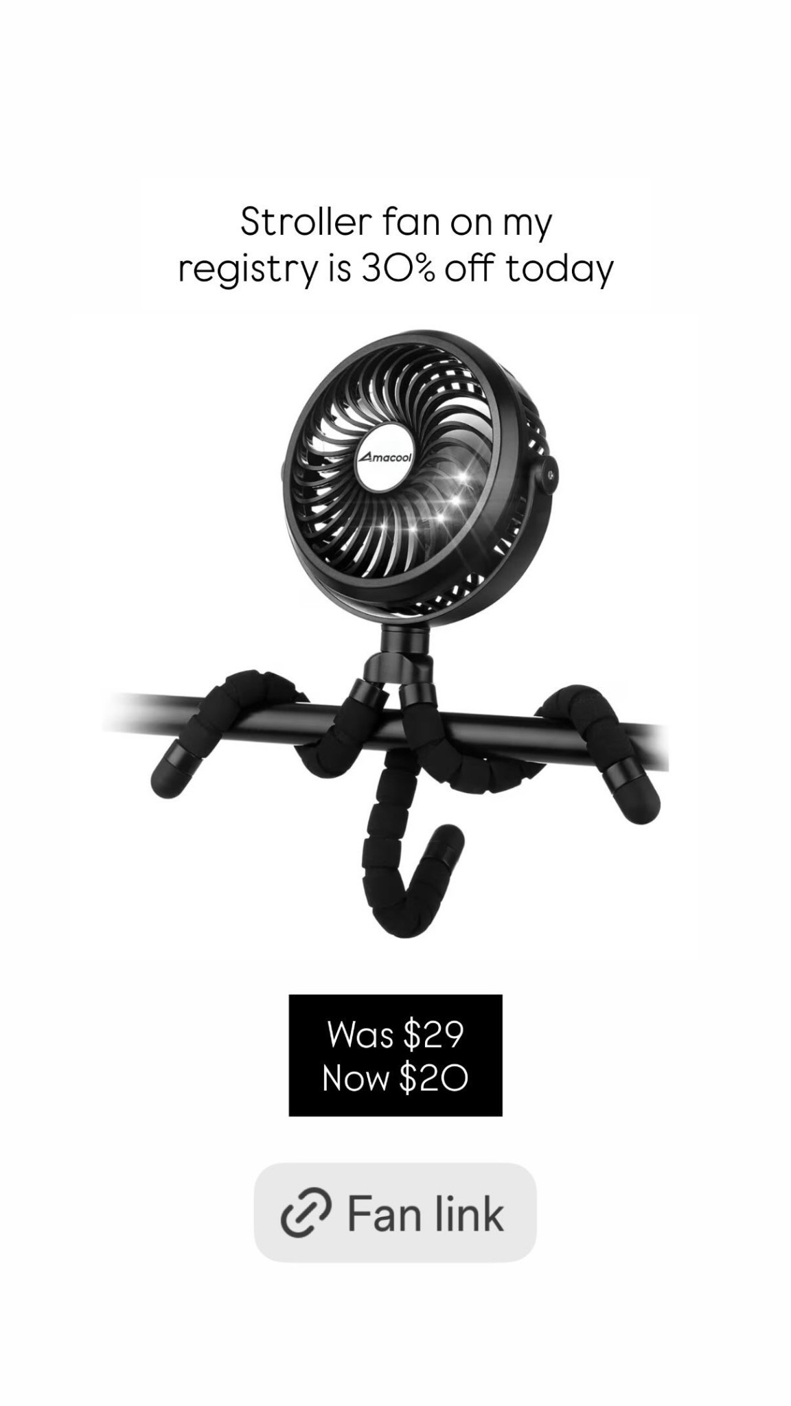 Stroller fan on my registry is 30% off today! I’m planning on bringing this to the hospital in case I need it during labor or recovery 

Stroller fan, portable fan, car seat fan, handheld fan, flexible fan, Amazon finds, Amazon baby, hospital bag 

#LTKBaby