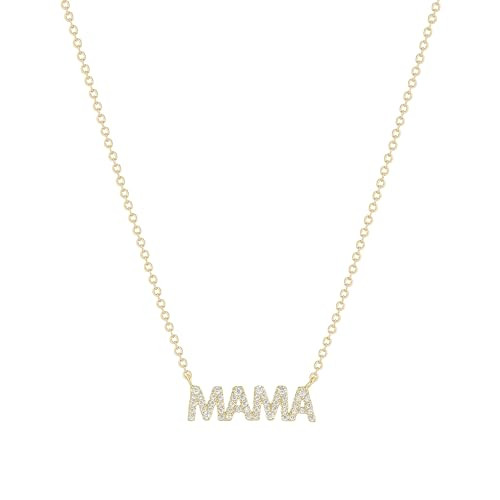 Electric Picks Mama 16" Necklace - 14kt Gold Plated, CZ MOM MAMA, Staple Women's Necklace, Perfec... | Amazon (US)