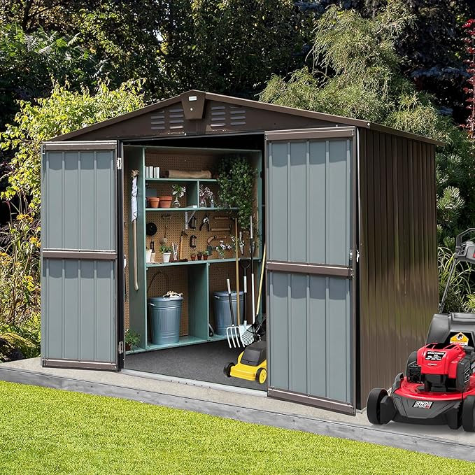 Domi Outdoor Storage Shed 8.2’x6.2’,Metal Sheds Outdoor Storage with Lockable Doors & Air Ven... | Amazon (US)