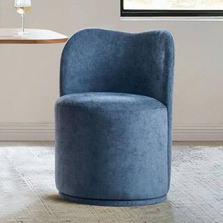 Clester Navy Polyester 360° Swivel Dining Chair | The Home Depot