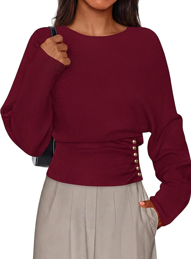 PRETTYGARDEN Women's Long Batwing Sleeve Cinched Waist Sweaters | Amazon (US)