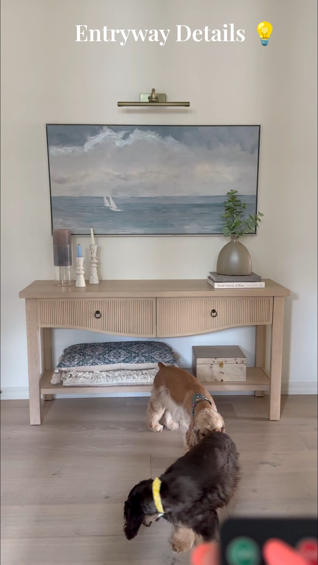 My entryway is finally complete with this fluted console table and picture frame light 😍 finish is antique bronze and the length I bought is 15.5 inches. Console table is still on major sale! Also sharing my af rote coffee table books that set the vibe for a neutral beach aesthetic 🌊 

Neutral home 
Coastal home 
Beachy home decor 
Studio McGee 
Threshold 
Amazon home 

#LTKSaleAlert #LTKStyleTip #LTKHome