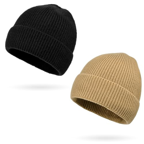 Rosoz 2 Pack Beanie for Men Women Warm Winter Hats Knit Acrylic Soft Cuffed Beanies Cap Daily Beanie Hat Unisex | Amazon (US)
