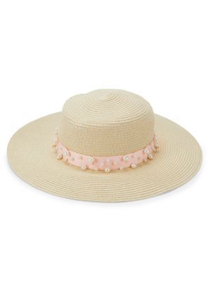 Faux Pearl-Embellished Boater Hat | Saks Fifth Avenue OFF 5TH