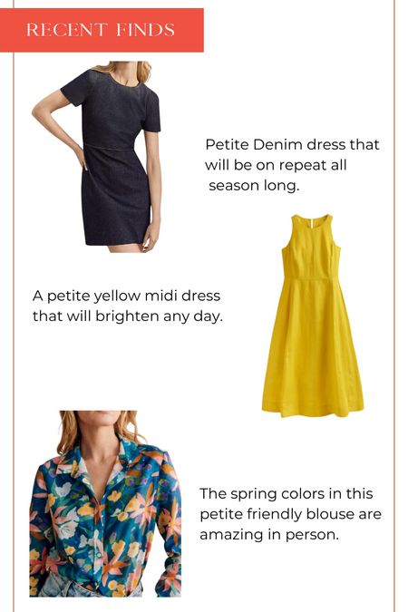 The perfect petite denim shirt dress.  A fun petite yellow linens midi dress to brighten any day.  The colors in this Sezane blouse are spectacular.

#ltkpetite
#petitee

#LTKSeasonal #LTKover40