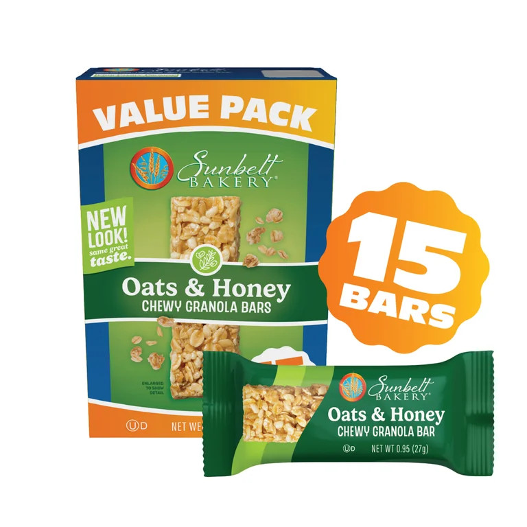 Sunbelt Bakery Chewy Granola Bars, Oats & Honey, 15 Ct | Walmart (US)