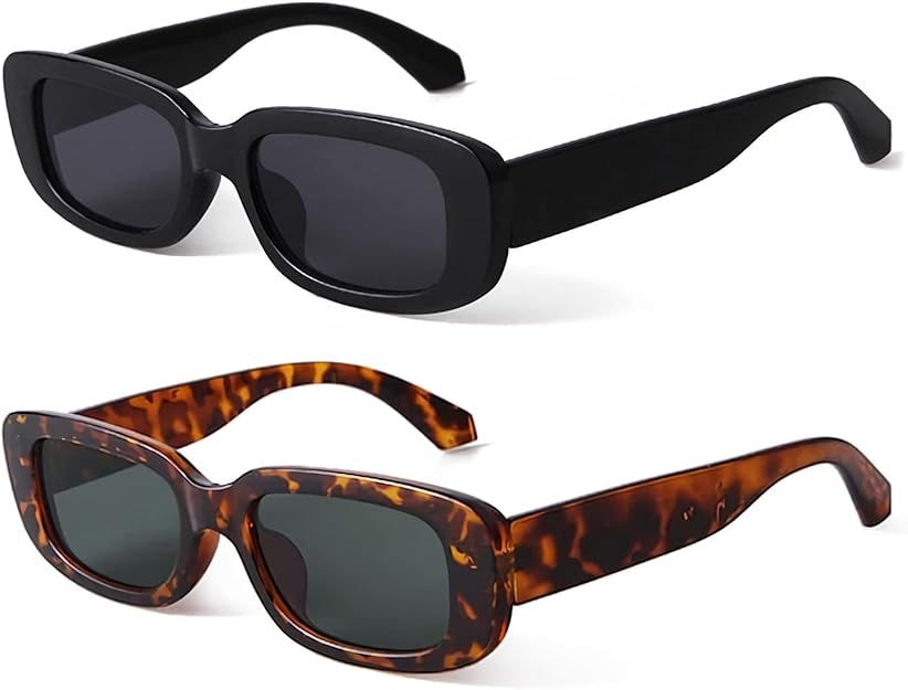KUGUAOK Retro Rectangle Sunglasses Women and Men Vintage Small Square Sun Glasses UV Protection G... | Amazon (US)