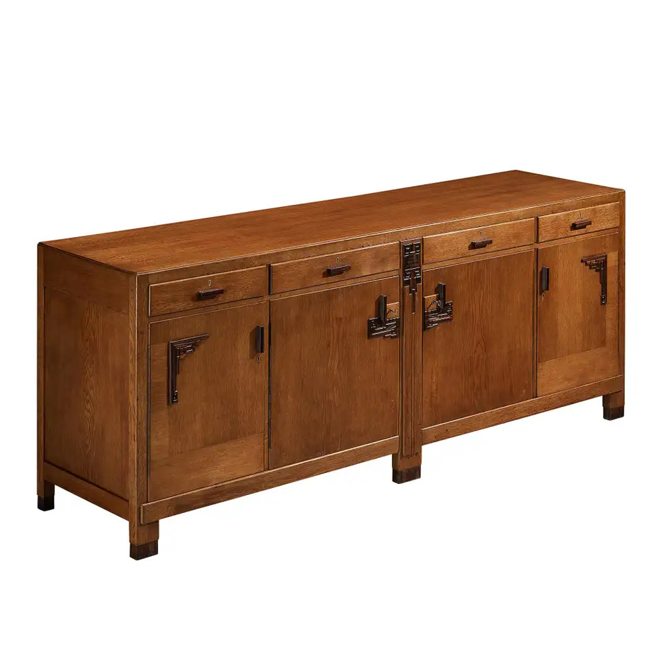 Amsterdamse School Sideboard in Oak and Coromandel | 1stDibs
