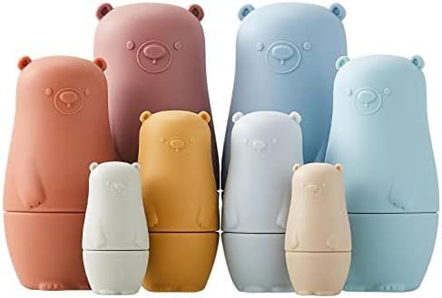 8 Pieces Russian Nesting Dolls Bear Shape Silicone Matryoshka Doll Educational Stacking Nesting Doll | Amazon (US)