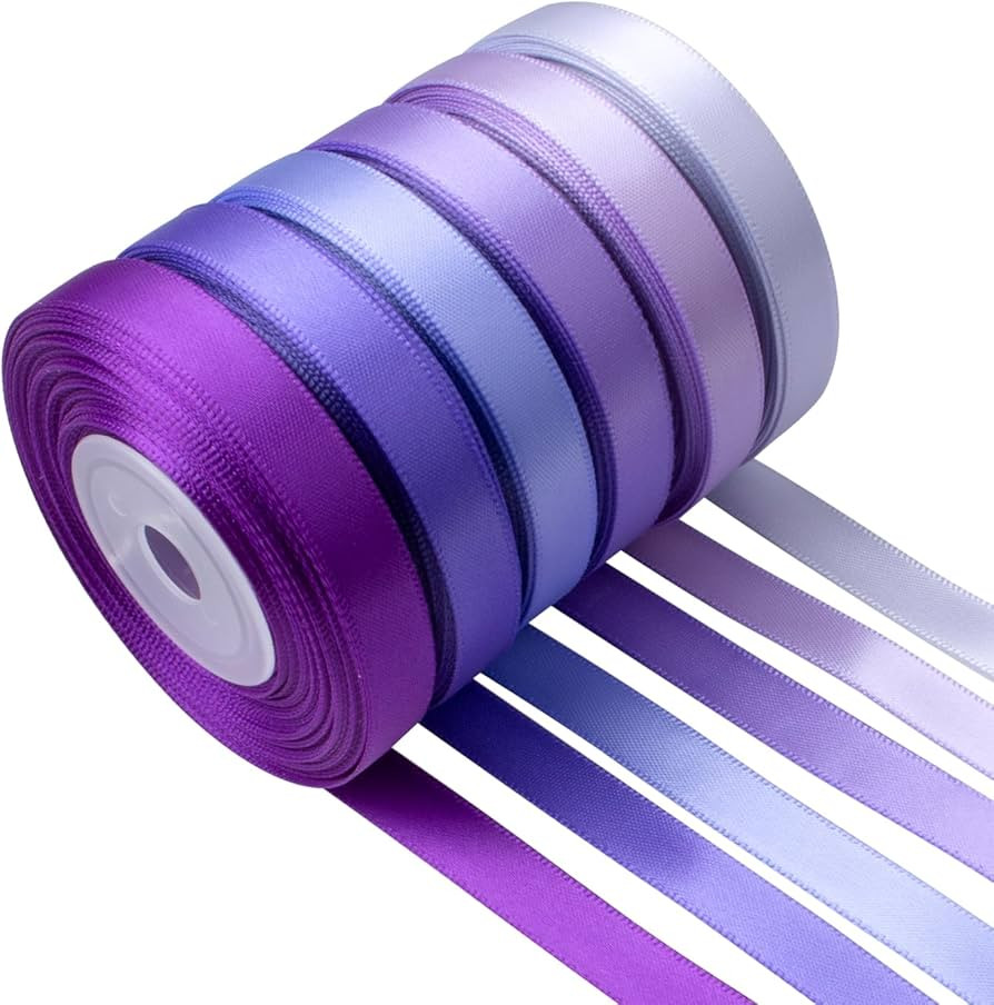 Purple Satin Ribbon 3/8 Inch Wide Lavender Light Purple Lilac Ribbon Assorted Solid Color Double ... | Amazon (US)