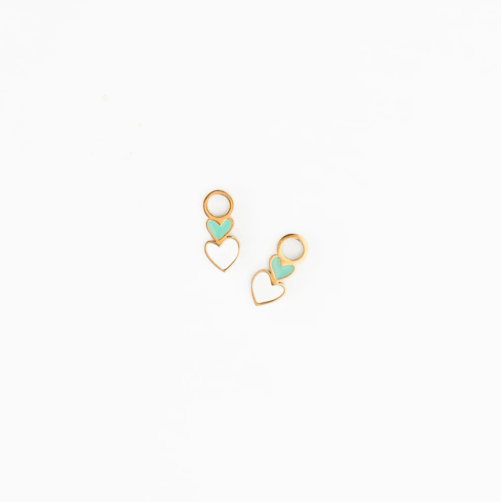 Enamel Heart Stack Hoop Earring Charm | Pip Pop Post