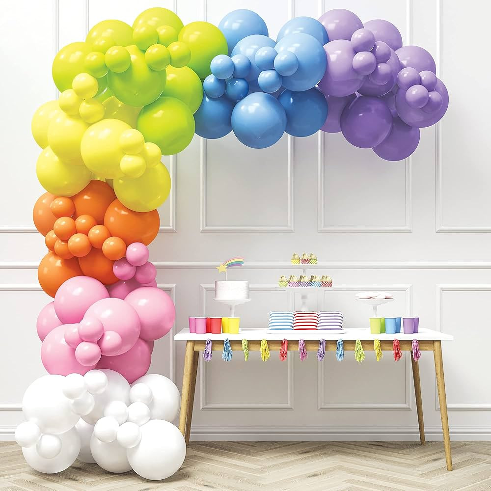 HOUSE OF PARTY Pastel Rainbow Balloons-140 Pcs, Pastel Color Balloons | Pastel Balloon Garland wi... | Amazon (US)