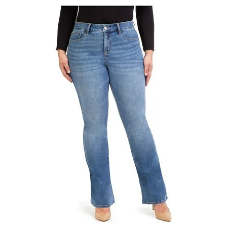 Jordache Women s Mid Rise Curvy Bootcut Jeans Available in 30 and 32 Inseams | Walmart (US)