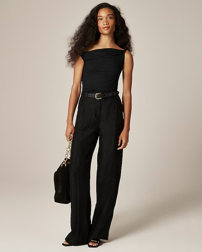Essential wide-leg pant in textured satin | J. Crew US