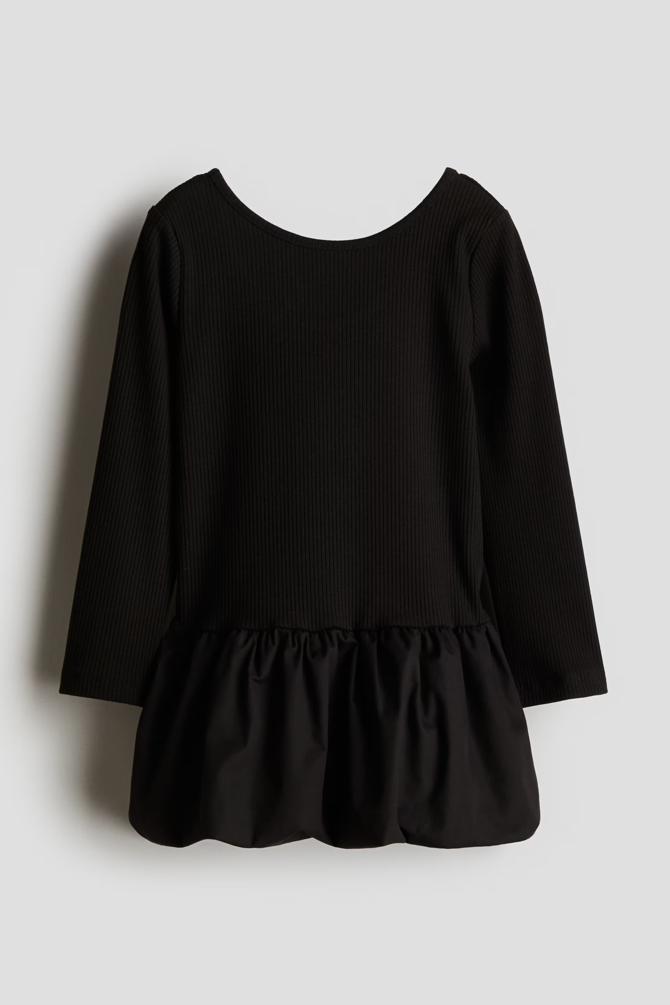 Long-Sleeved Balloon Dress - Round Neck - Long sleeve - Black - Kids | H&M US | H&M (US + CA)
