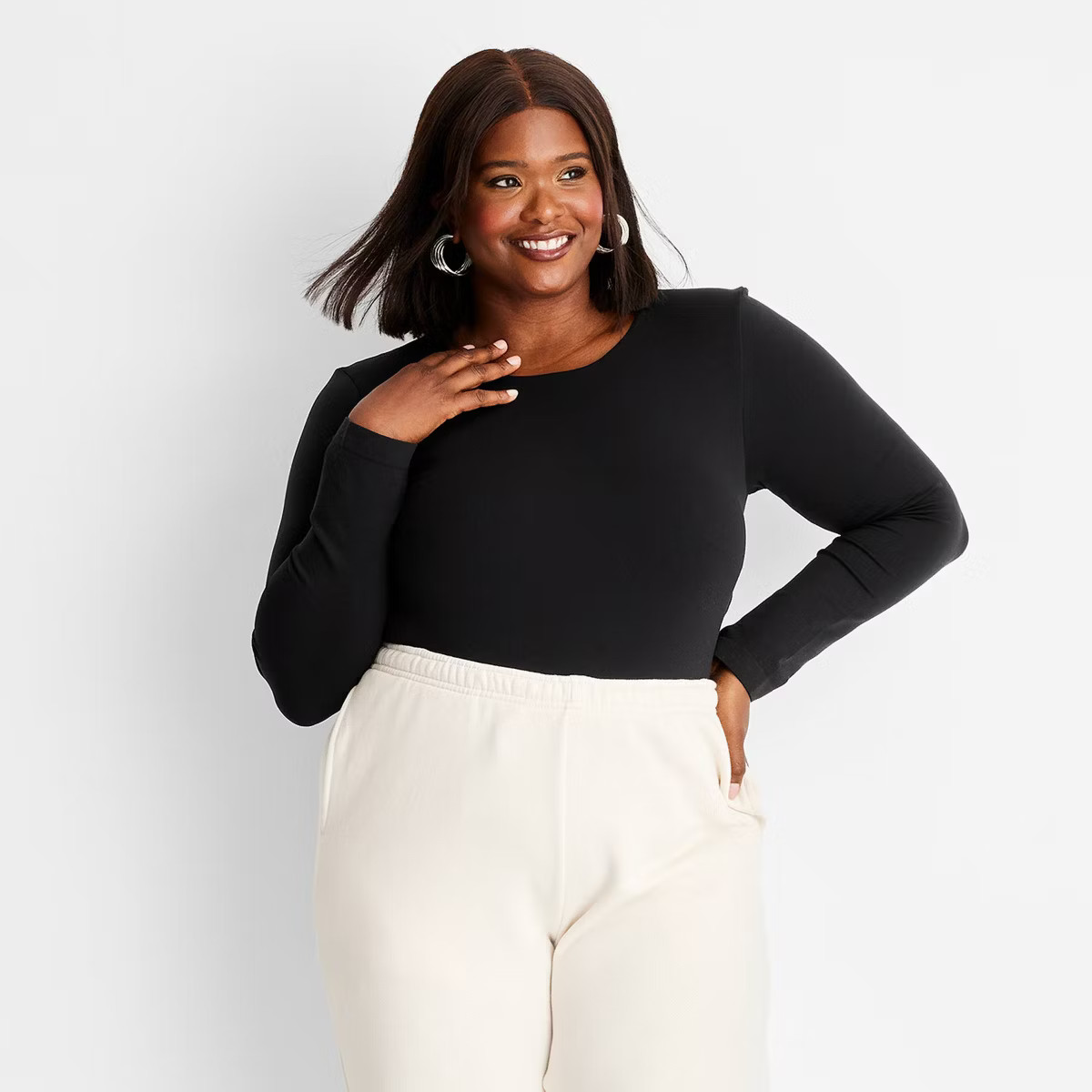 Women's Long Sleeve Seamless Bodysuit - A New Day™ Black 4X | Target