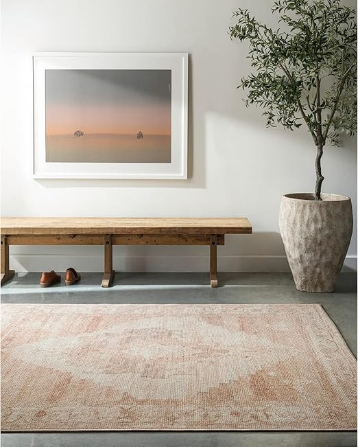 Becki Owens x Surya Luca Medallion Area Rug, 6'7" x 9', Dusty Pink | Amazon (US)