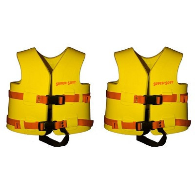 TRC Recreation Super Soft Child Size X Small Life Jacket USCG Approved Vinyl Coated Foam Swim Vest for Swimming Pool and Beach Gear, 2 Pack, Yellow | Target