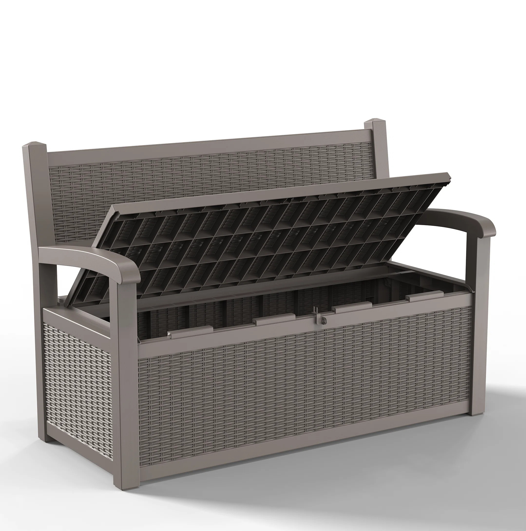 75 Gal Resin Rattan Lockable Outdoor Storage Bench For Patio, Garden, Porch - Weather-Resistant, ... | Wayfair North America