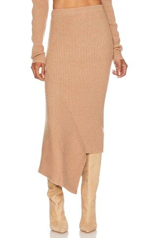 L'Academie Leola Knit Midi Skirt in Camel from Revolve.com | Revolve Clothing (Global)